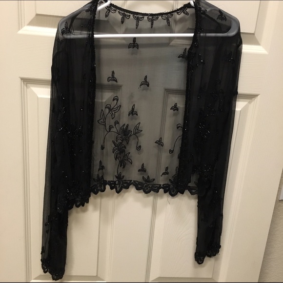 Sheer Beaded Vintage Bolero Wrap - Picture 1 of 4