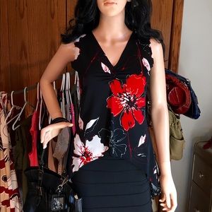 Kiwi high-low red/black shirt