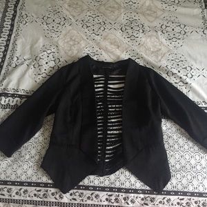LIKE NEW Cropped Fitted Black Blazer w/ Edgy Back