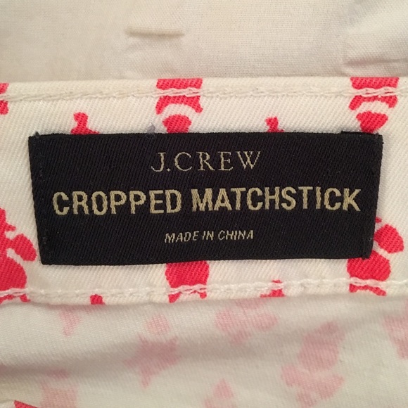 SOLD J.Crew Cropped Matchstick Pink Print Jeans - Picture 3 of 4