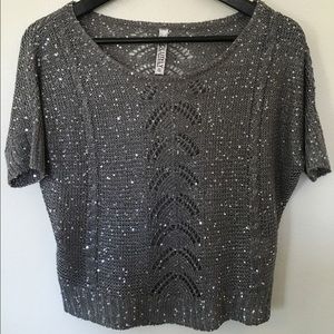 Silver sequin sweater top