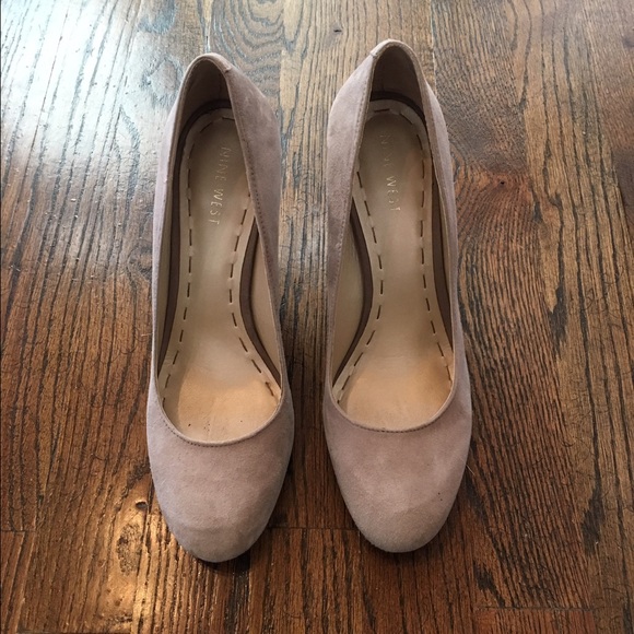 Nine West round toe suede wedge heels