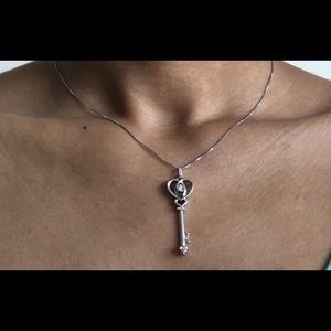 Kay Jewelers Silver heart and key necklace