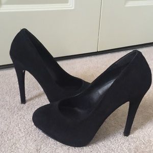 Black suede heels