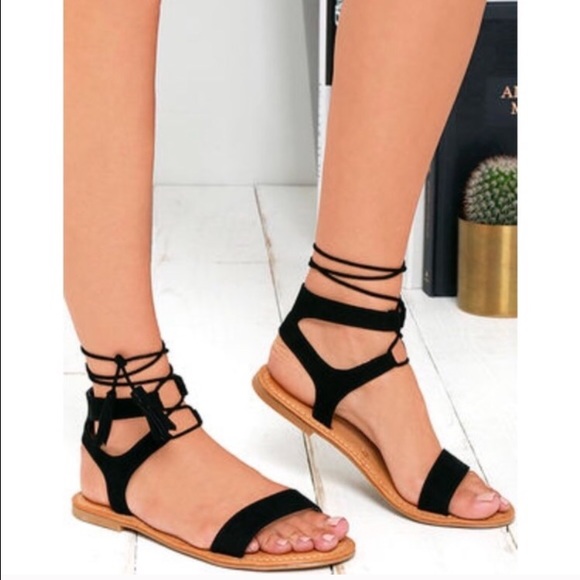 NUDE Lace up fringe tassel sandals💕 - Picture 2 of 4