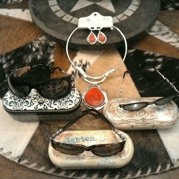 Set of 3 Brighton sunglasses and stmt necklace