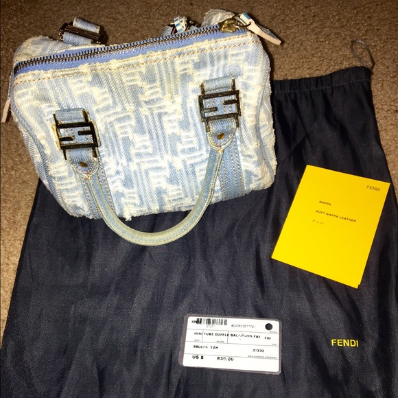 Authentic Fendi mini denim duffle bag.