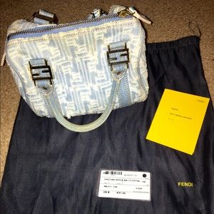 Authentic Fendi mini denim duffle bag.