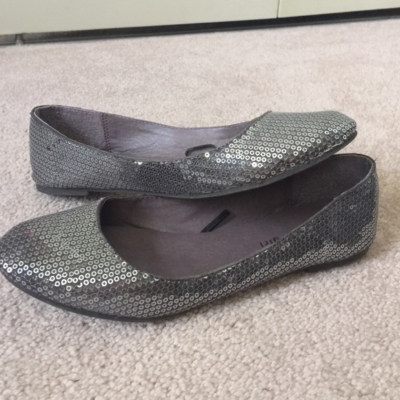 Silver sequin flats