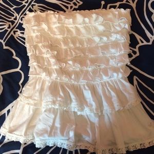 ✨Price Final✨ White Ruffle Strapless Top