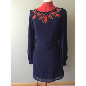 Long Sleeve Mid Length Flashy Dress