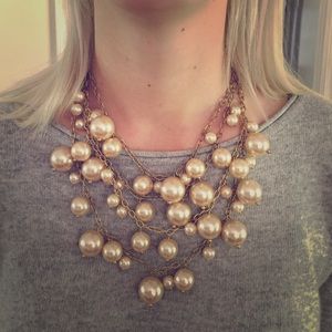 J Crew Factory Multi Strand Faux Pearl Necklace