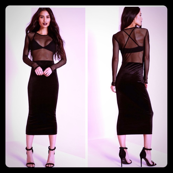 velvet fishnet insert midi dress *FINAL*