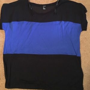 FOREVER21 black and blue dressy top. Sz large