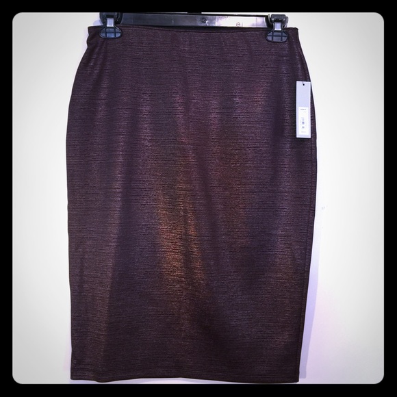 APT. 9 Scuba Pencil Skirt Rose Gold Shimmer NWT