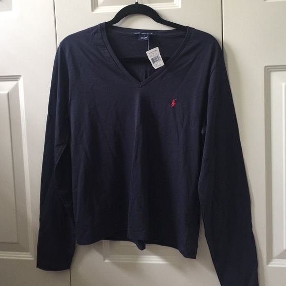 Navy blue Ralph Lauren cotton v-neck