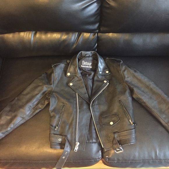 Childs Distressed Leather Motorcycle Jacket - Picture 4 of 5