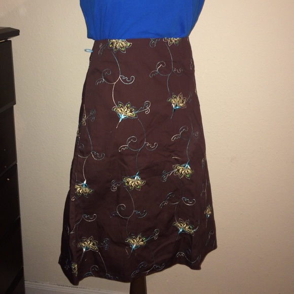 Soulmates Brown embellished A-line skirt.