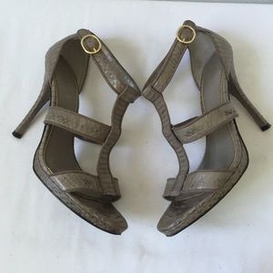 Ralph Lauren Gray Leather Strap Heels