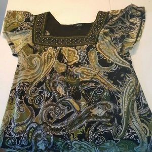 Green Paisley Top
