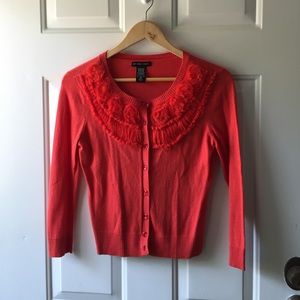Embellished New York & Company coral  cardigan.