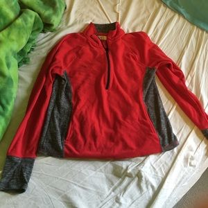 Red and grey half zip