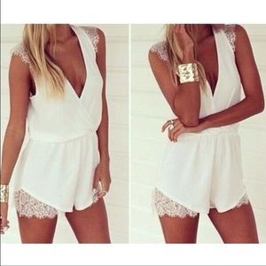 White Eyelash Lace Romper