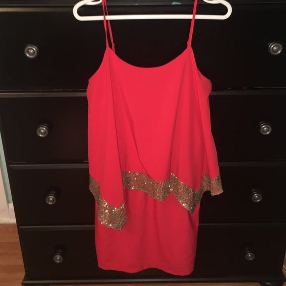 Red/ gold sequin dress