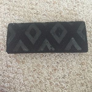 Black sequin and beaded clutch