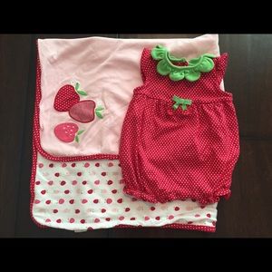 Blanket and 0-3 mo Gymboree matching outfit