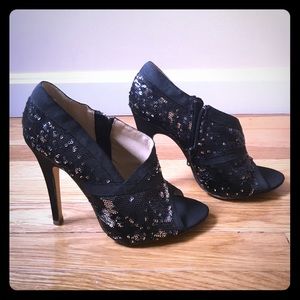 Black and silver sequin heels