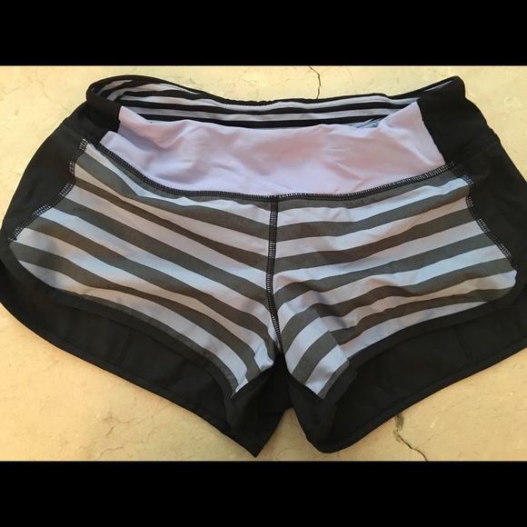 Lululemon purple and black running shorts