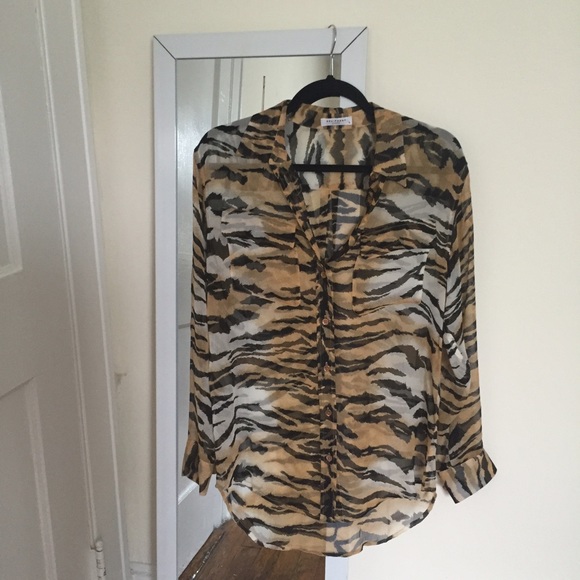 Equipment Silk Tiger Print Button Down Small
