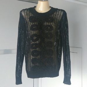 Mango fishnet sweater black size XS