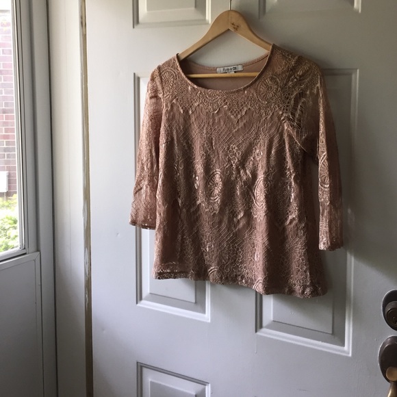 Taupe/light pink lace blouse from Forever 21