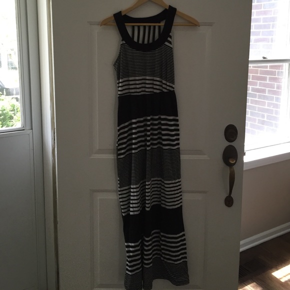 Striped black and white maxi