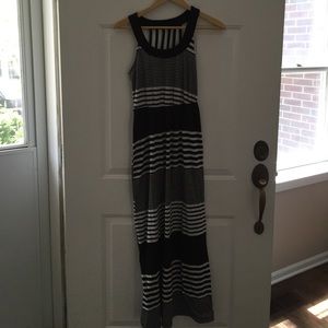 Striped black and white maxi