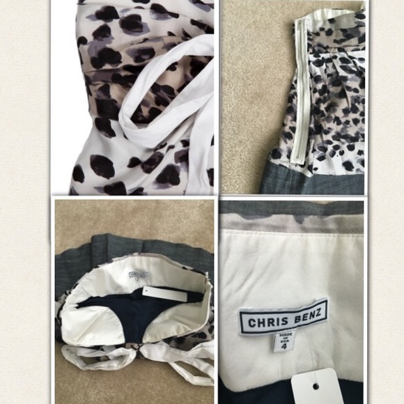 CHRIS BENZ SILK LEOPARD BOW TOP - Picture 3 of 4