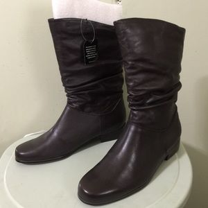 Brown leather boots