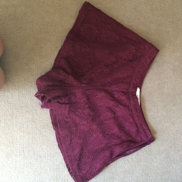 Burgundy forever 21 flare shorts