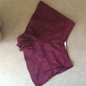 Burgundy forever 21 flare shorts