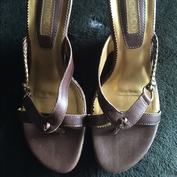 Genuine leather flip flop style wedge
