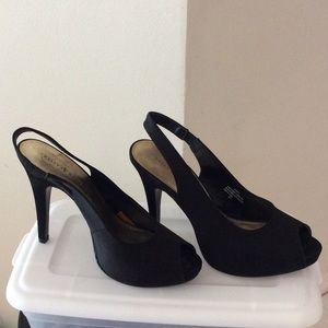 Kelly and Katie black platform heels