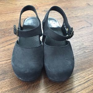 Black suede dansko clogs