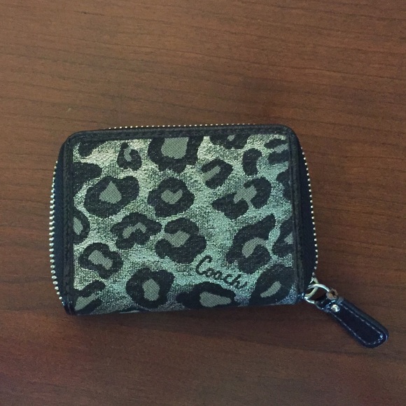 Black and Silver Leopard Coach Wallet