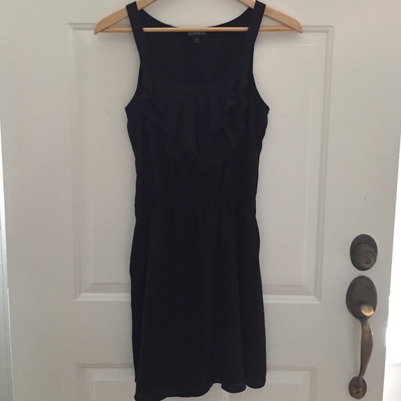 Ruffle neck black dress from Express