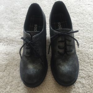 SODA black chunky heel combat booties size 7