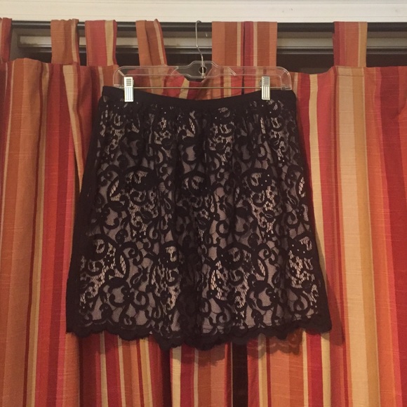 Loft black lace overlay skirt.