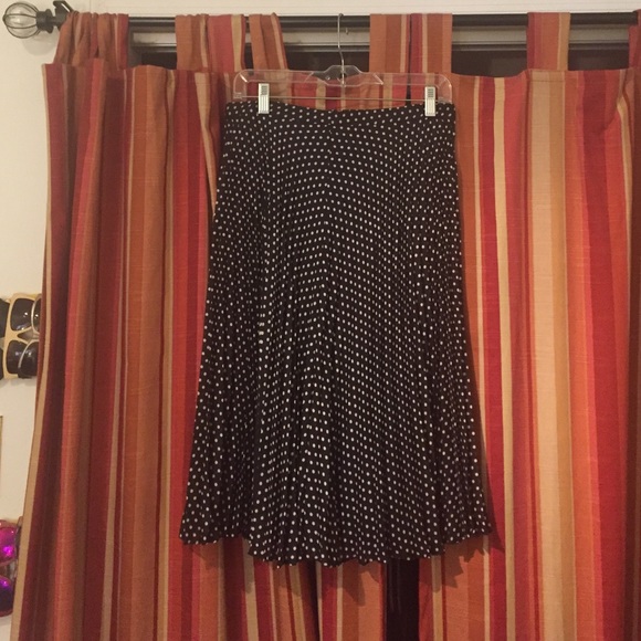 Loft mid length black and white polka dot skirt