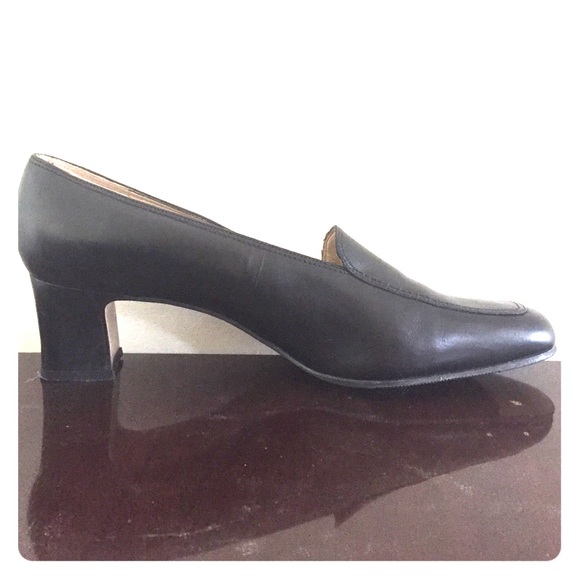 Genuine Black Leather Selby Heels